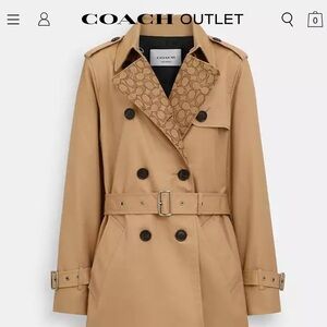 Coach Short Trench Coat In Khaki